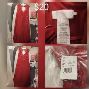 David's Bridal Apple Red Dress with Lace